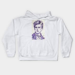 ARTHUR RIMBAUD watercolor and ink portrait Kids Hoodie